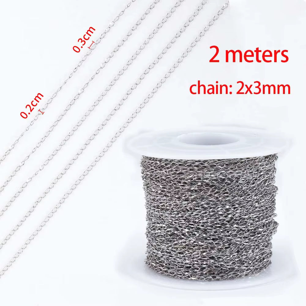 No Fade 2Meters Stainless Steel Chains for Jewelry Making DIY Necklace Bracelet Accessories Gold Chain Lips Beads Beaded Chain
