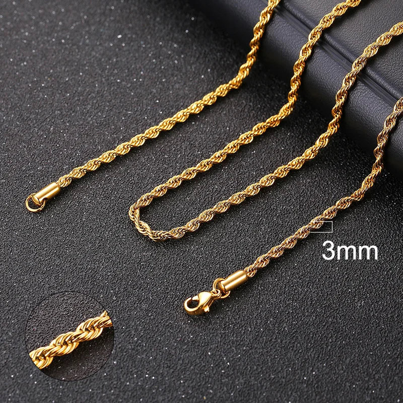 Cuban Chain Necklace for Men Women,Basic Punk Stainless Steel Curb Link Chain Chokers,Vintage Gold Color Solid Metal Collar