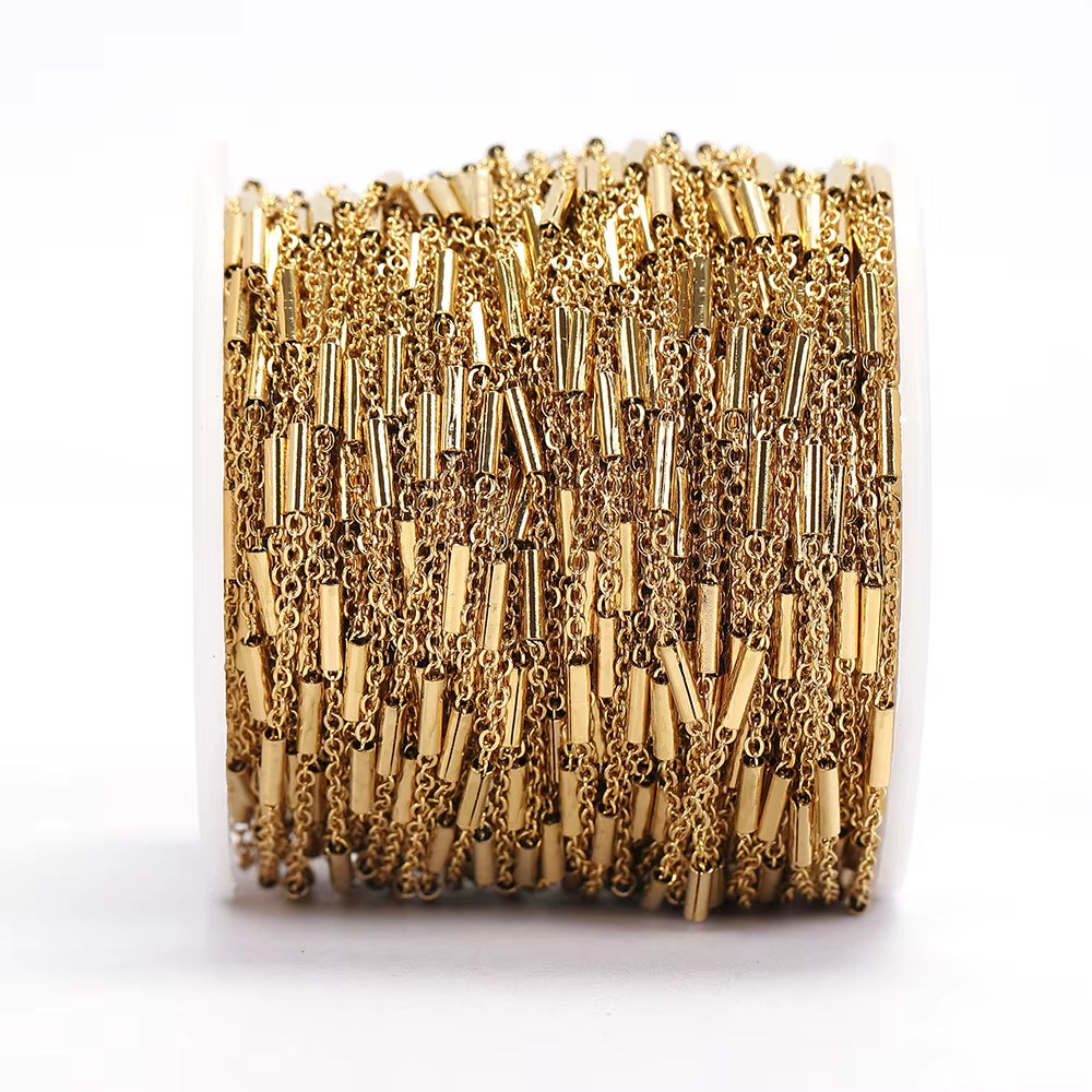 No Fade 2Meters Stainless Steel Chains for Jewelry Making DIY Necklace Bracelet Accessories Gold Chain Lips Beads Beaded Chain