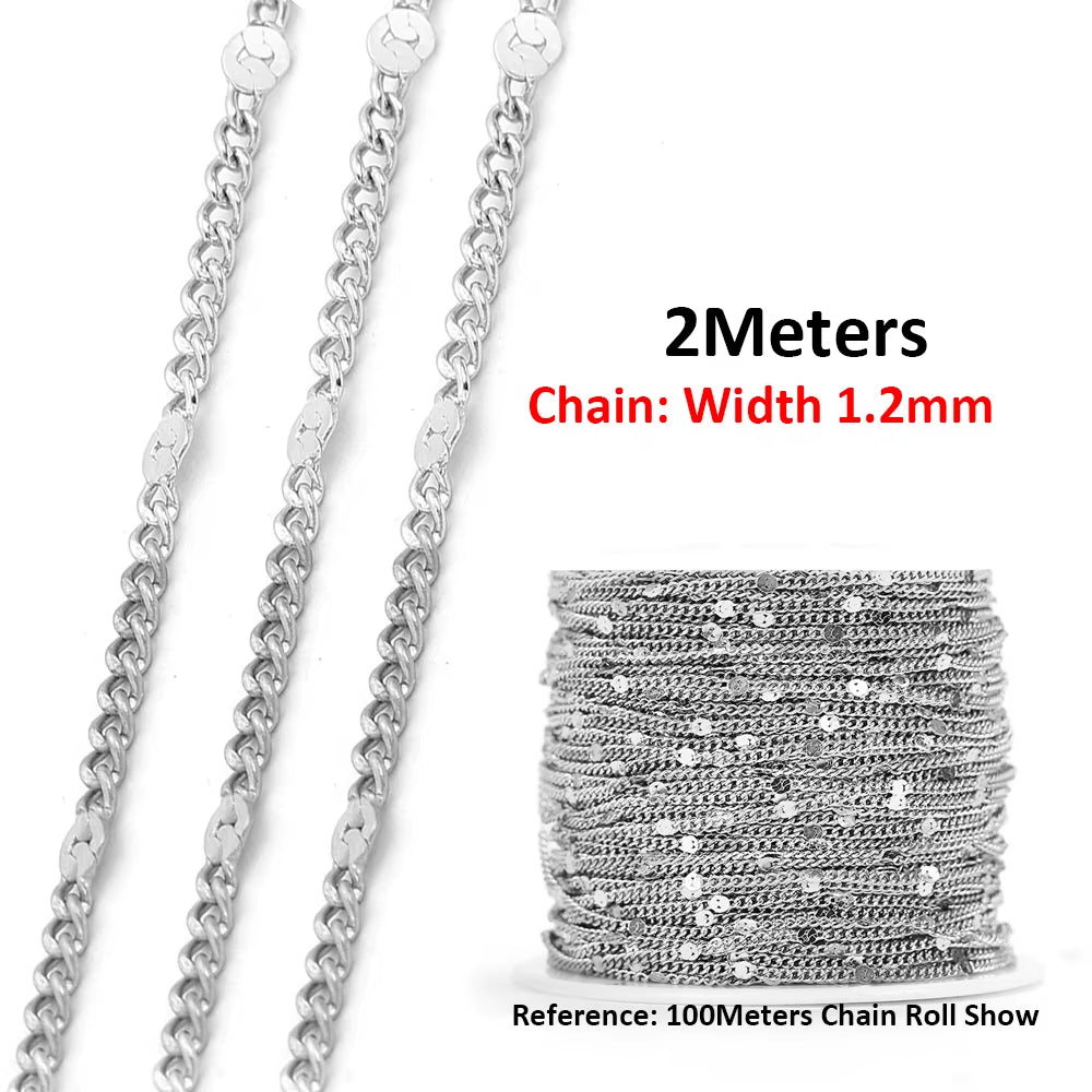 No Fade 2Meters Stainless Steel Chains for Jewelry Making DIY Necklace Bracelet Accessories Gold Chain Lips Beads Beaded Chain