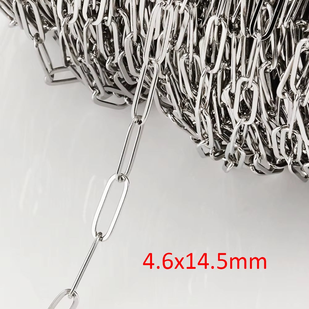 No Fade 2Meters Stainless Steel Chains for Jewelry Making DIY Necklace Bracelet Accessories Gold Chain Lips Beads Beaded Chain