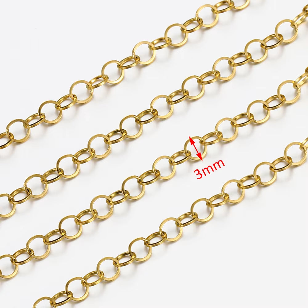 No Fade 2Meters Stainless Steel Chains for Jewelry Making DIY Necklace Bracelet Accessories Gold Chain Lips Beads Beaded Chain