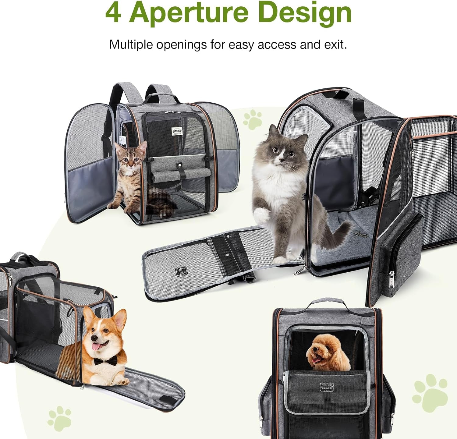 Cat Backpack Carrier Expandable Pet Carrier Backpack for Small Dogs Medium Cats Fit up to 18 Lbs, Dog Backpack Carrier, Foldable Puppy Backpack Carrier for Travel, Hiking, Outdoor Use