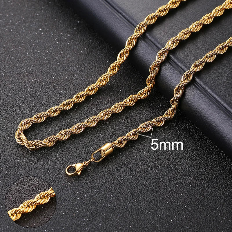 Cuban Chain Necklace for Men Women,Basic Punk Stainless Steel Curb Link Chain Chokers,Vintage Gold Color Solid Metal Collar
