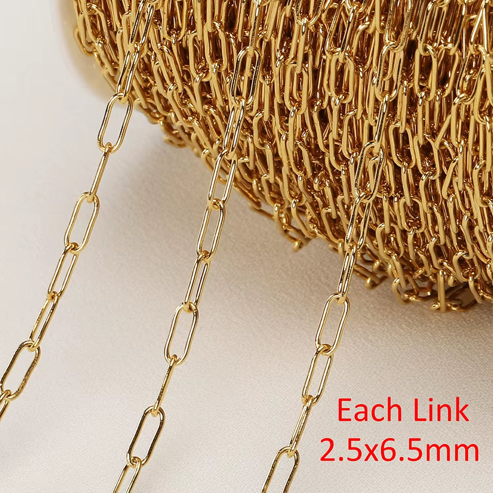 No Fade 2Meters Stainless Steel Chains for Jewelry Making DIY Necklace Bracelet Accessories Gold Chain Lips Beads Beaded Chain