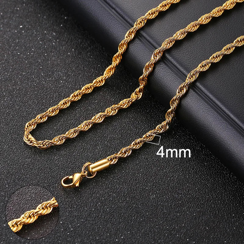 Cuban Chain Necklace for Men Women,Basic Punk Stainless Steel Curb Link Chain Chokers,Vintage Gold Color Solid Metal Collar